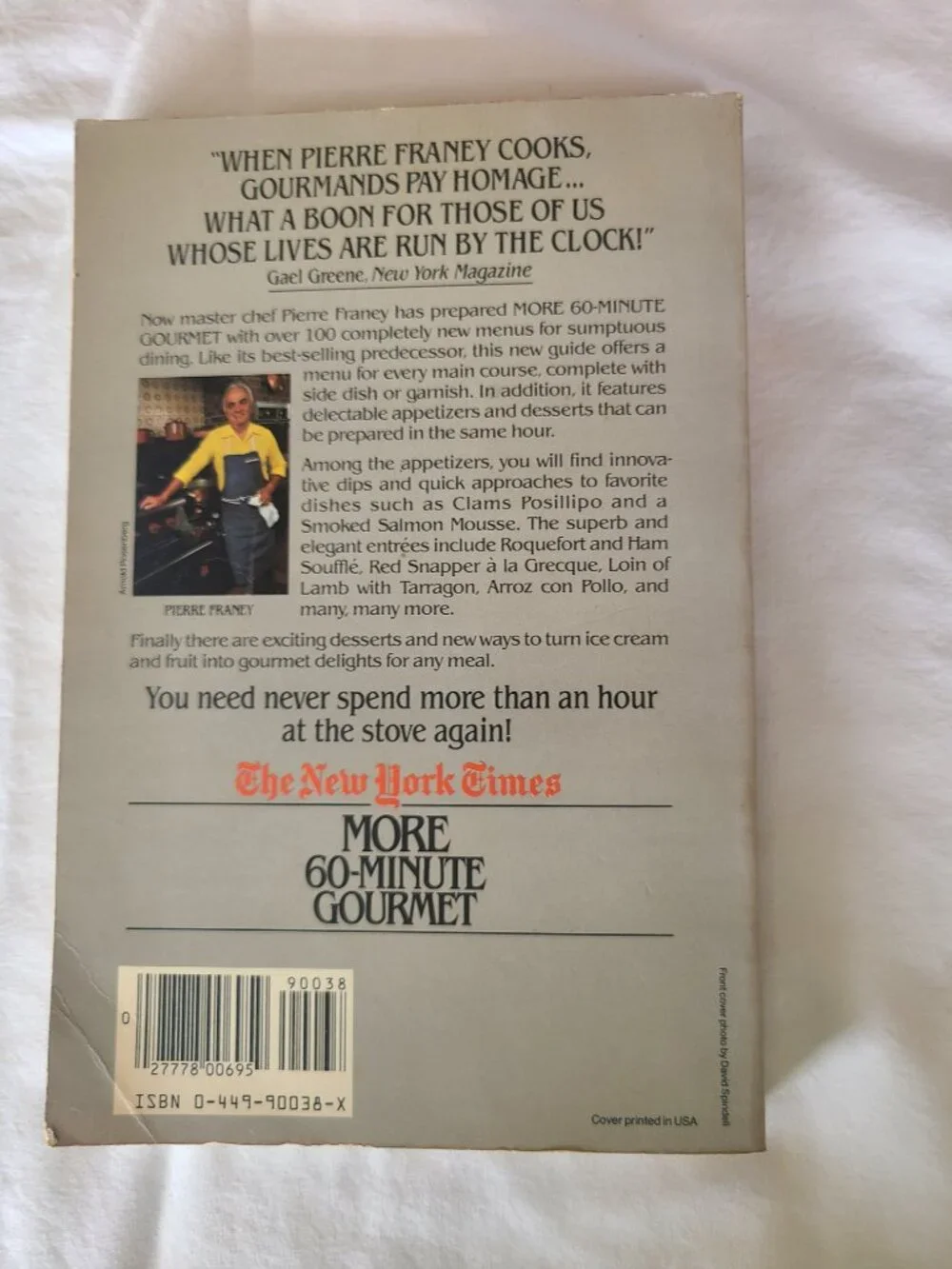 More 60-Minute Gourmet Pierre Franey 1986 Hardcover Cookbook New York Times Menu